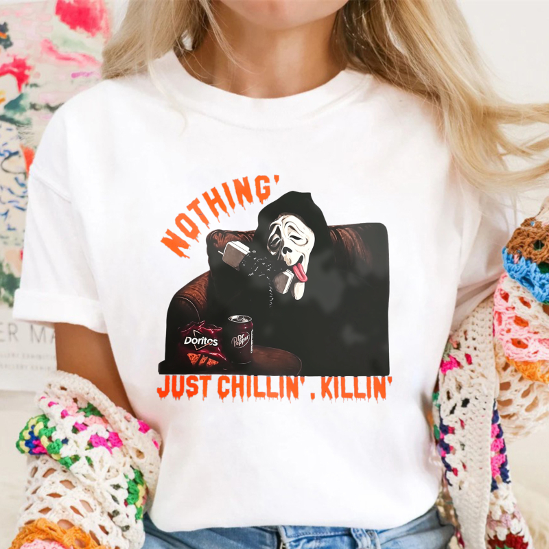 Nothing Just Chillin Killin Ghost Face Mask Horror Movie Parody Unisex Classic T-shirt