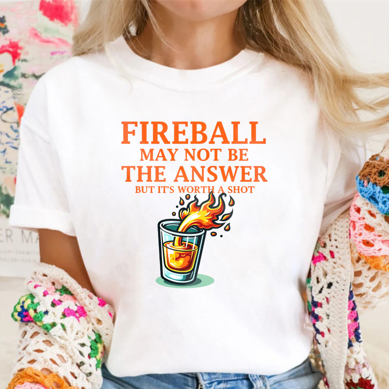 Fireball May Not Be The Answer But Its Worth A Shot Funny Whiskey Shot Glass Graphic Unisex Classic T-shirt