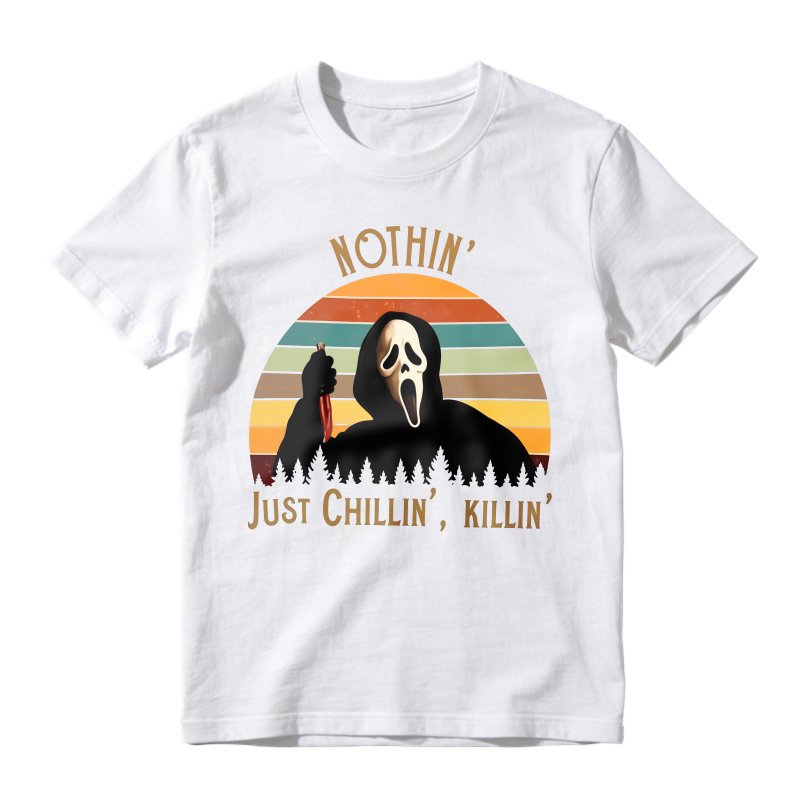 Nothin Just Chillin Killin Ghostface Horror Movie Retro Sunset Unisex Classic T-shirt