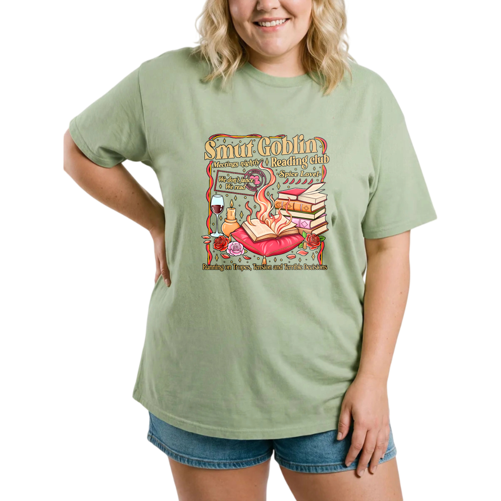 Smut Goblin Reading Club Book Wine Flask tshirt 100% cotton