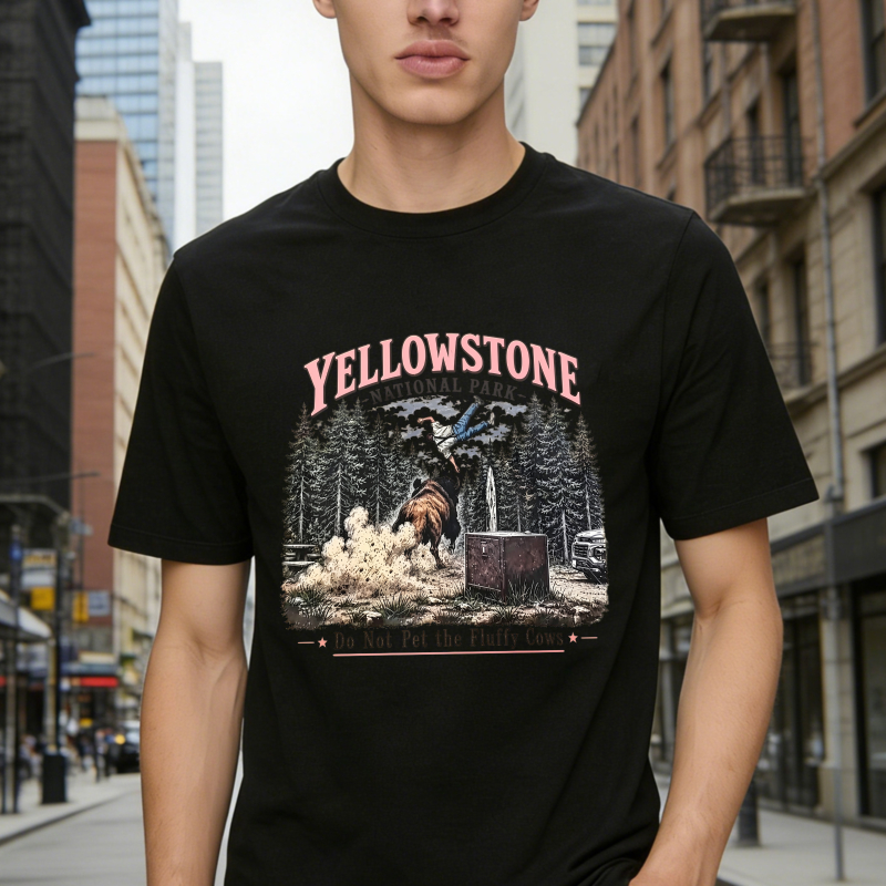 Yellowstone Cowboy Riding Bucking Horse Vintage Western Art Unisex Classic T-shirt