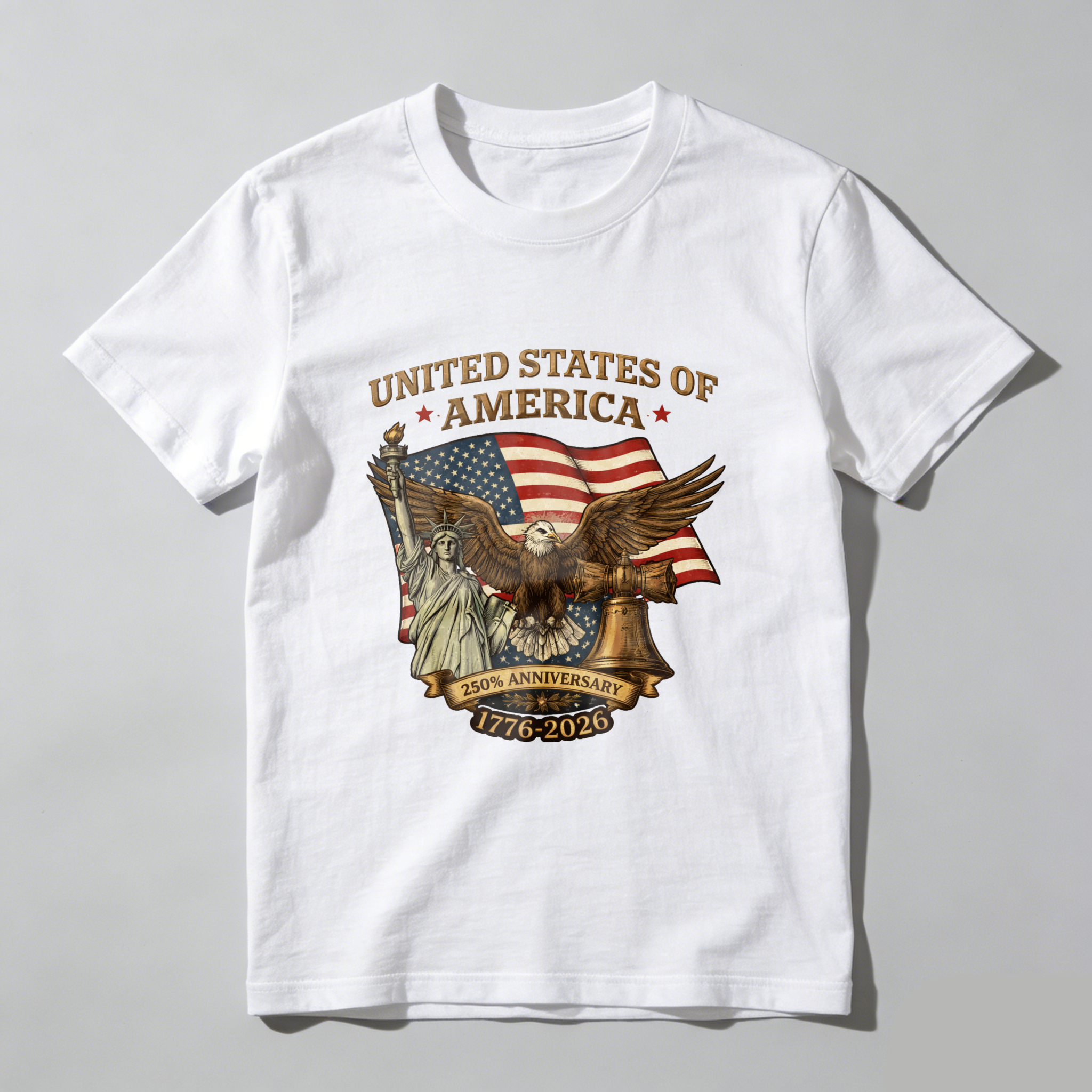 United States Of America 250th Anniversary 1776 2026 Eagle And Flag Patriotic T-Shirt