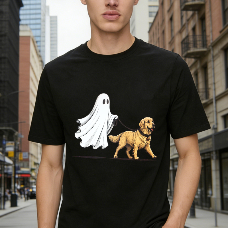 Ghost Walking Golden Retriever Dog Halloween Funny Unisex Classic T-shirt