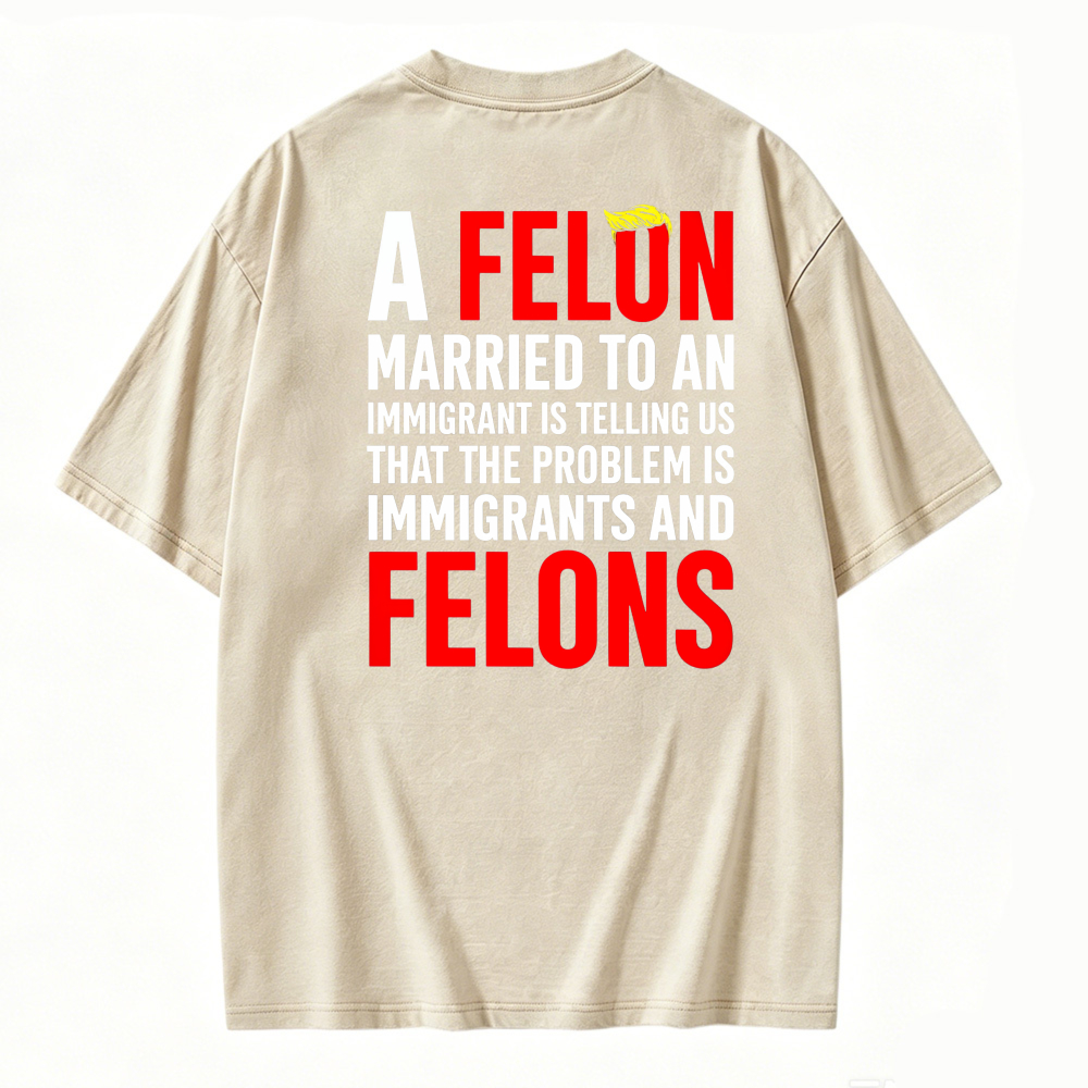 A Felon Married To An Immigrant Is Telling Us That The Problem Is Immigrants And Felons Graphic Washed T-shirt