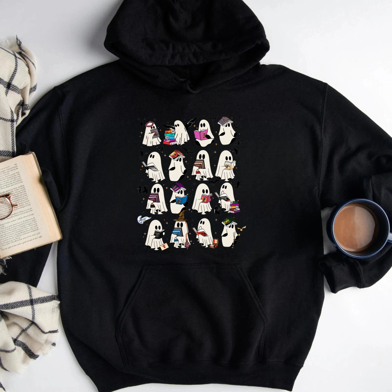 Cute Ghosts Reading Books Halloween Sweatshirt