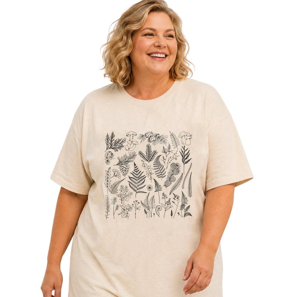 Botanical Plant Sketches Nature Design tshirt 100% cotton