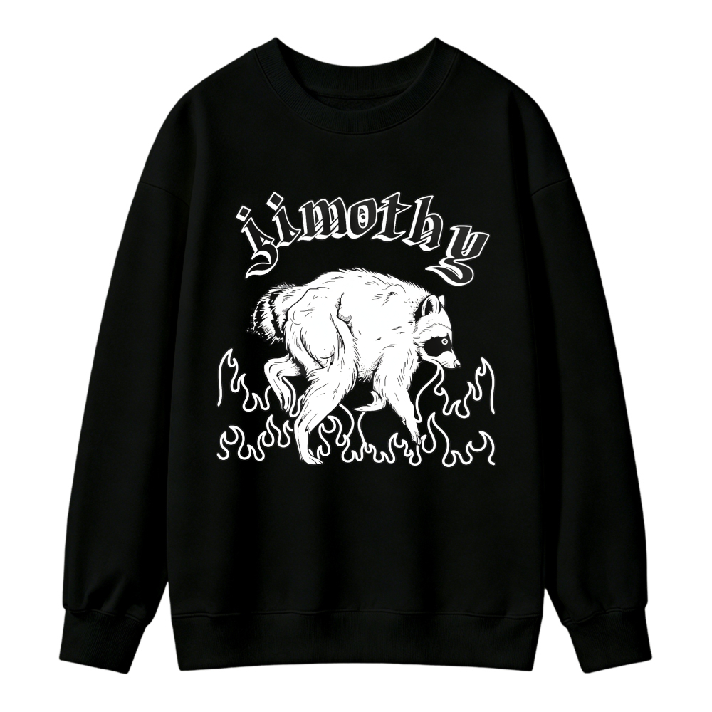 Jimothy Raccoon With Flames Graphic Sweatshirt