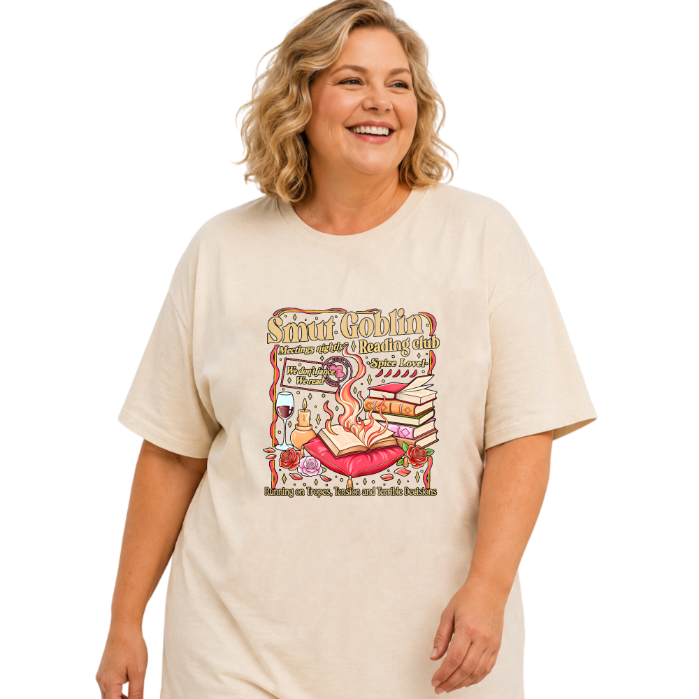Smut Goblin Reading Club Book Wine Flask tshirt 100% cotton