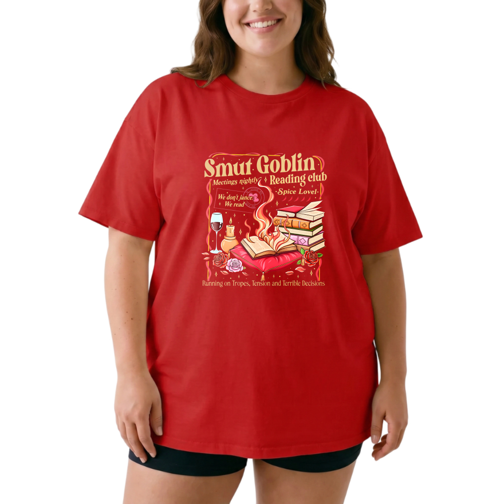 Smut Goblin Reading Club Book Wine Flask tshirt 100% cotton