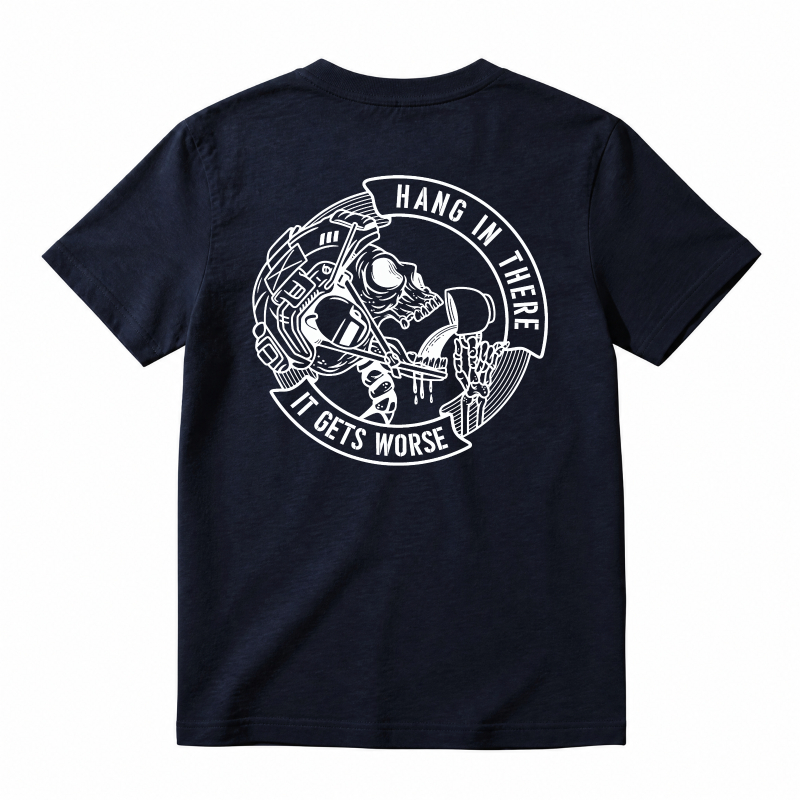 Skeleton Astronaut Hang In There It Gets Worse Graphic T-shirt