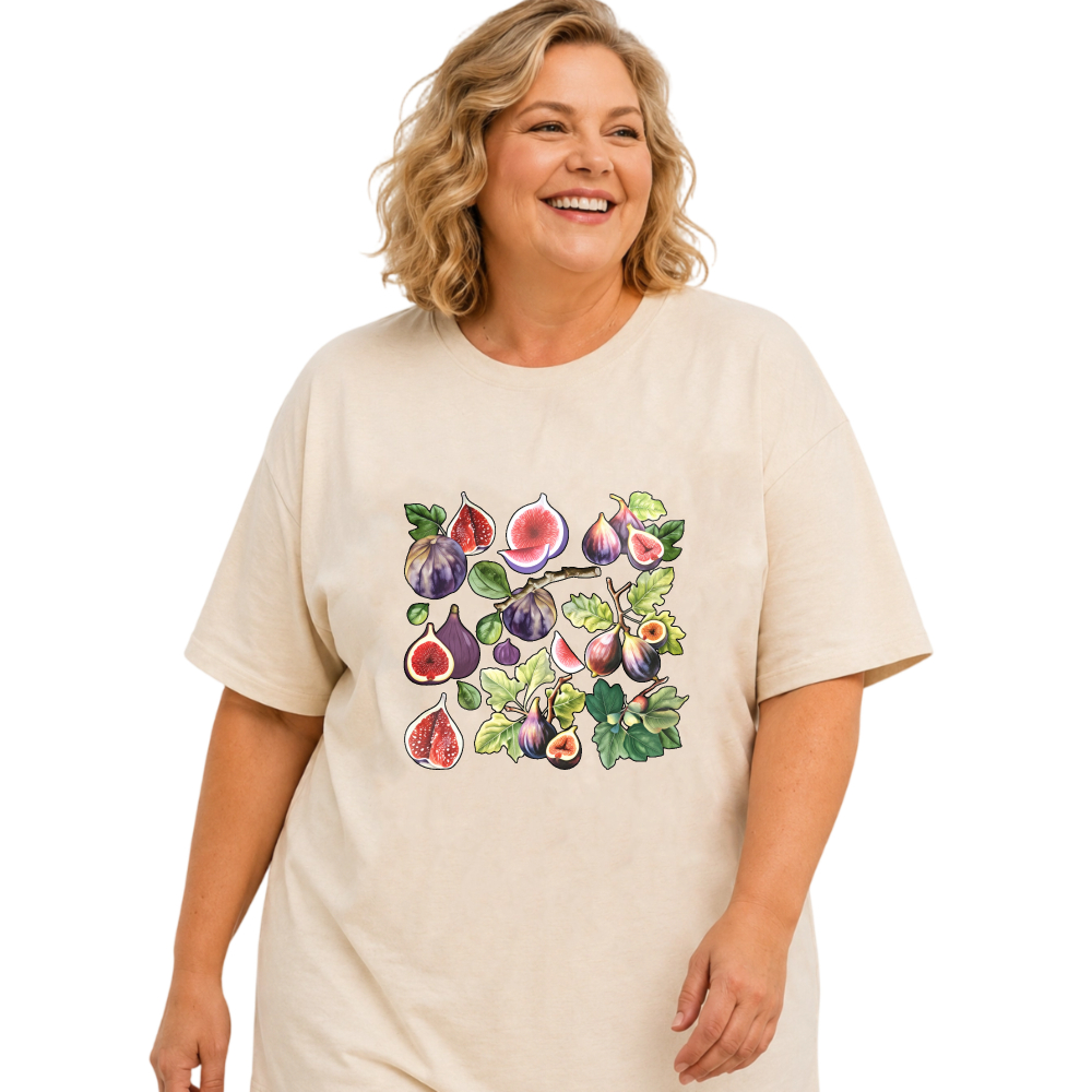 Figs Leaves And Fruits Pattern tshirt 100% cotton