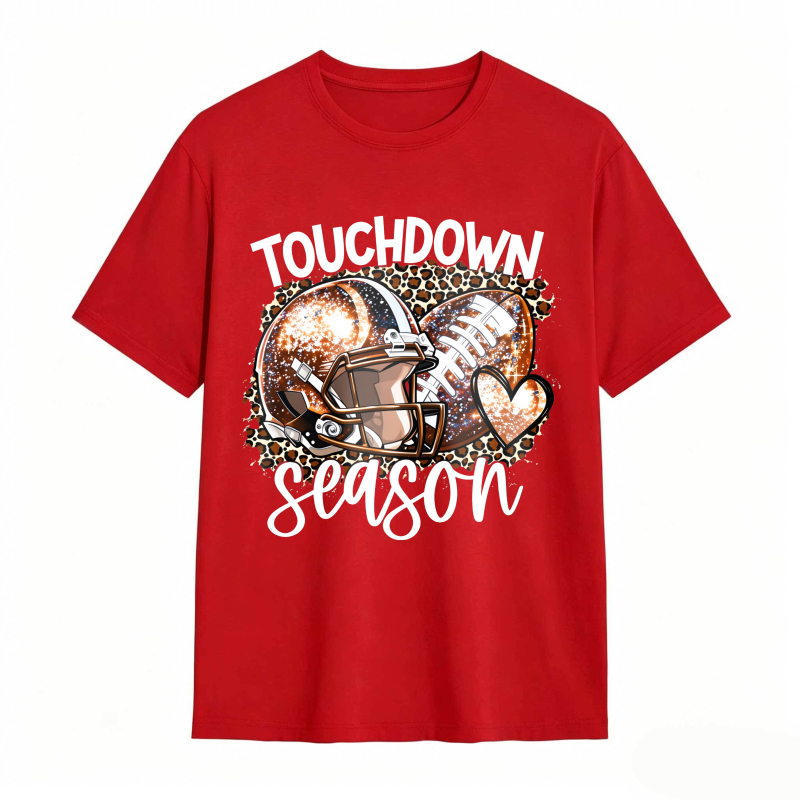 Touchdown Season Football Helmet And Ball With Leopard Print Design Unisex Classic T-shirt
