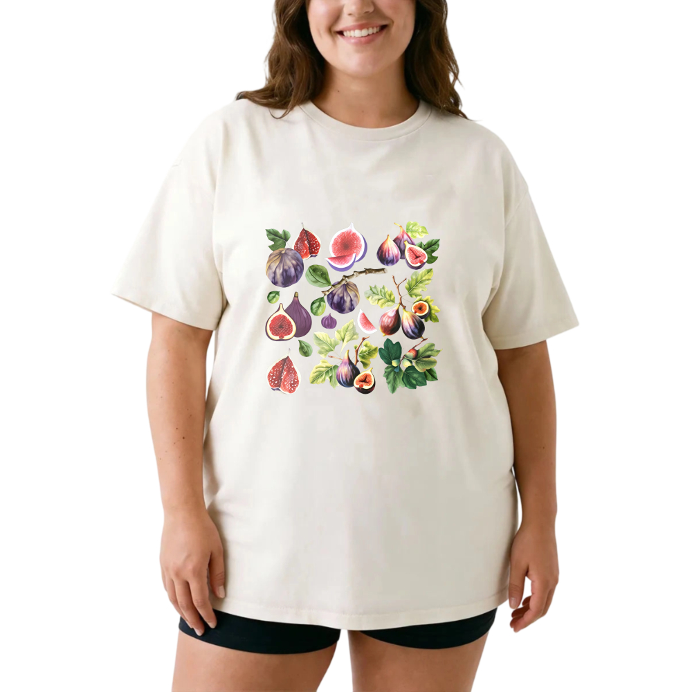 Figs Leaves And Fruits Pattern tshirt 100% cotton