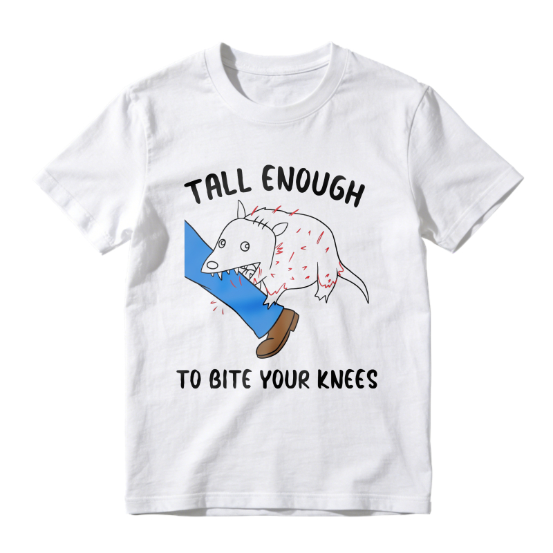 Tall Enough To Bite Your Knees Funny Opossum Graphic T-shirt