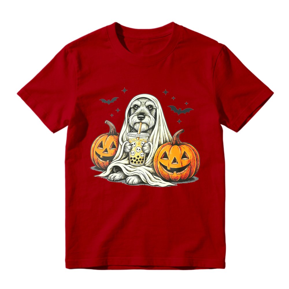 Halloween Dog Ghost With Pumpkins And Bubble Tea Unisex Classic T-shirt