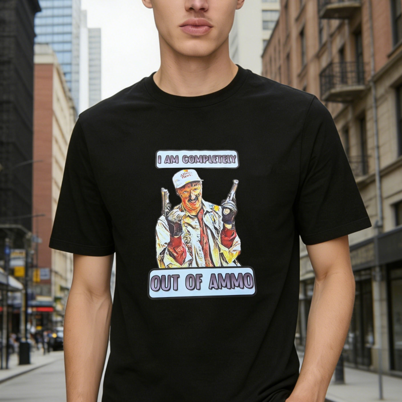 I Am Completely Out Of Ammo Funny Cartoon Character Graphic T-shirt