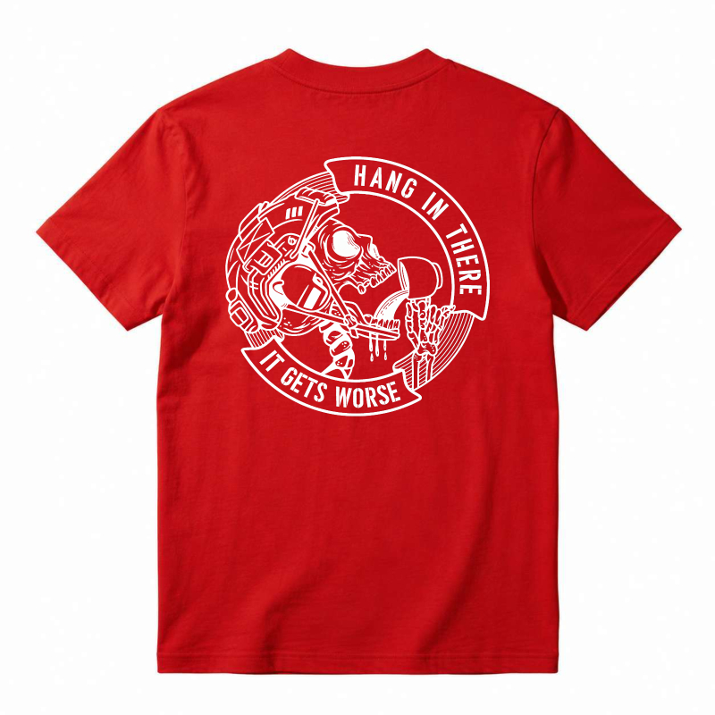 Skeleton Astronaut Hang In There It Gets Worse Graphic T-shirt