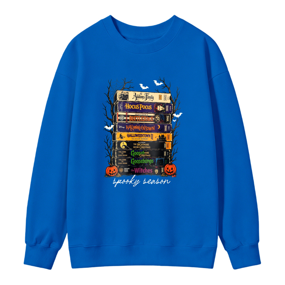 Stacked Halloween Movie Books Design Unisex Crewneck Classic Sweatshirt