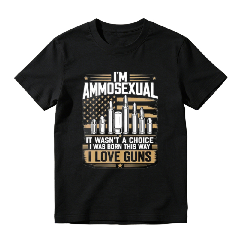 I Am Ammo Sexual I Love Guns American Flag Bullet Graphic T-Shirt
