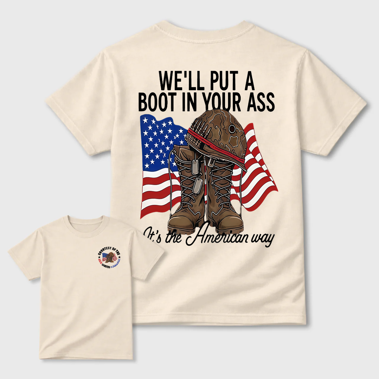 Bold American Military Graphic Tee – Show Your Patriot Pride!