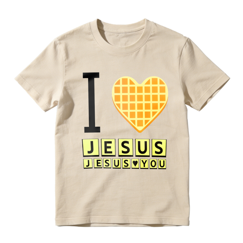 I Love Jesus Waffle Heart Typography Graphic T-shirt