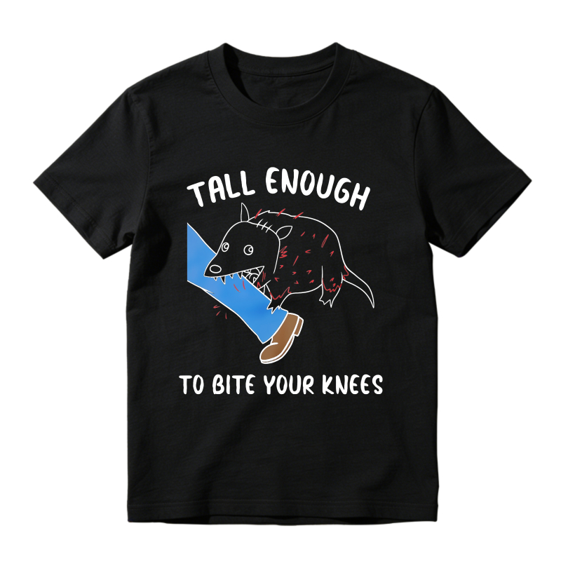 Tall Enough To Bite Your Knees Funny Opossum Graphic T-shirt