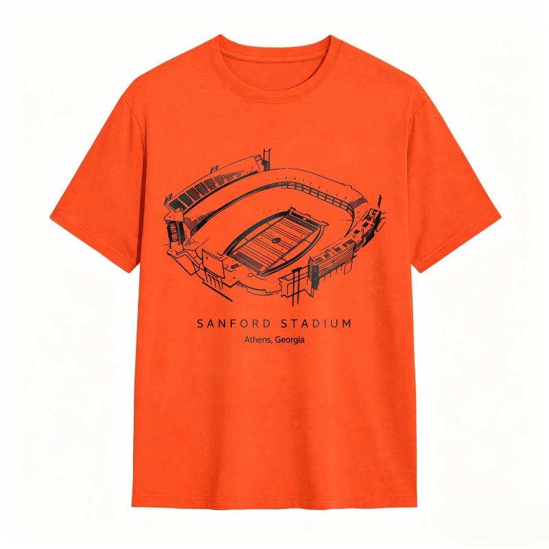 Sanford Stadium Athens Georgia Architectural Sketch T-shirt