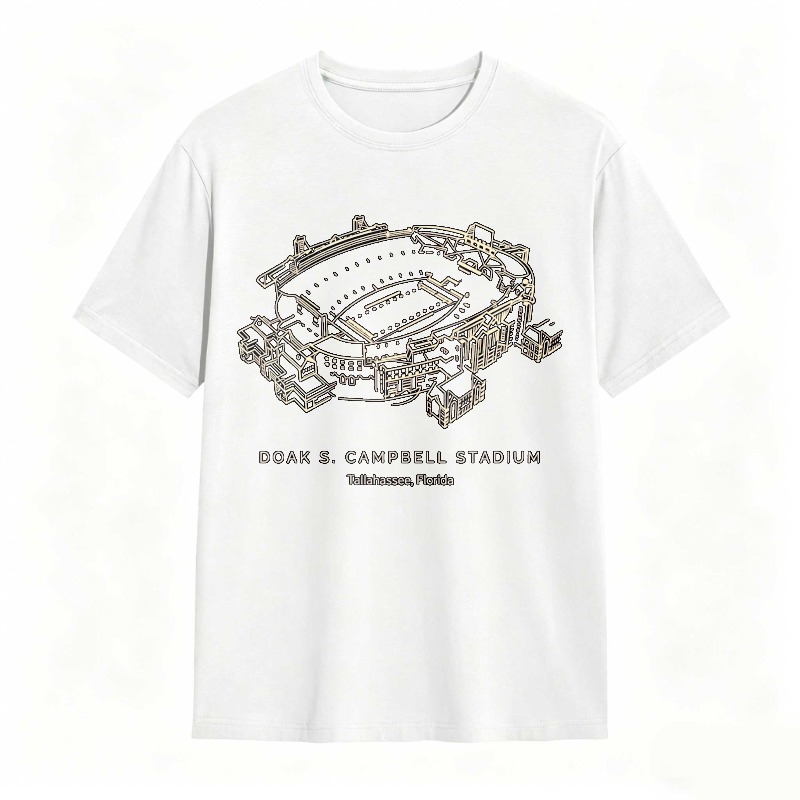 Doak S Campbell Stadium Tallahassee Florida Architectural Blueprint Design T-shirt