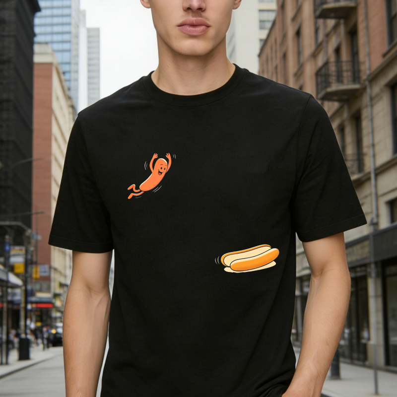 Sausage Jumping Into Hot Dog Bun  Classic T-shirt