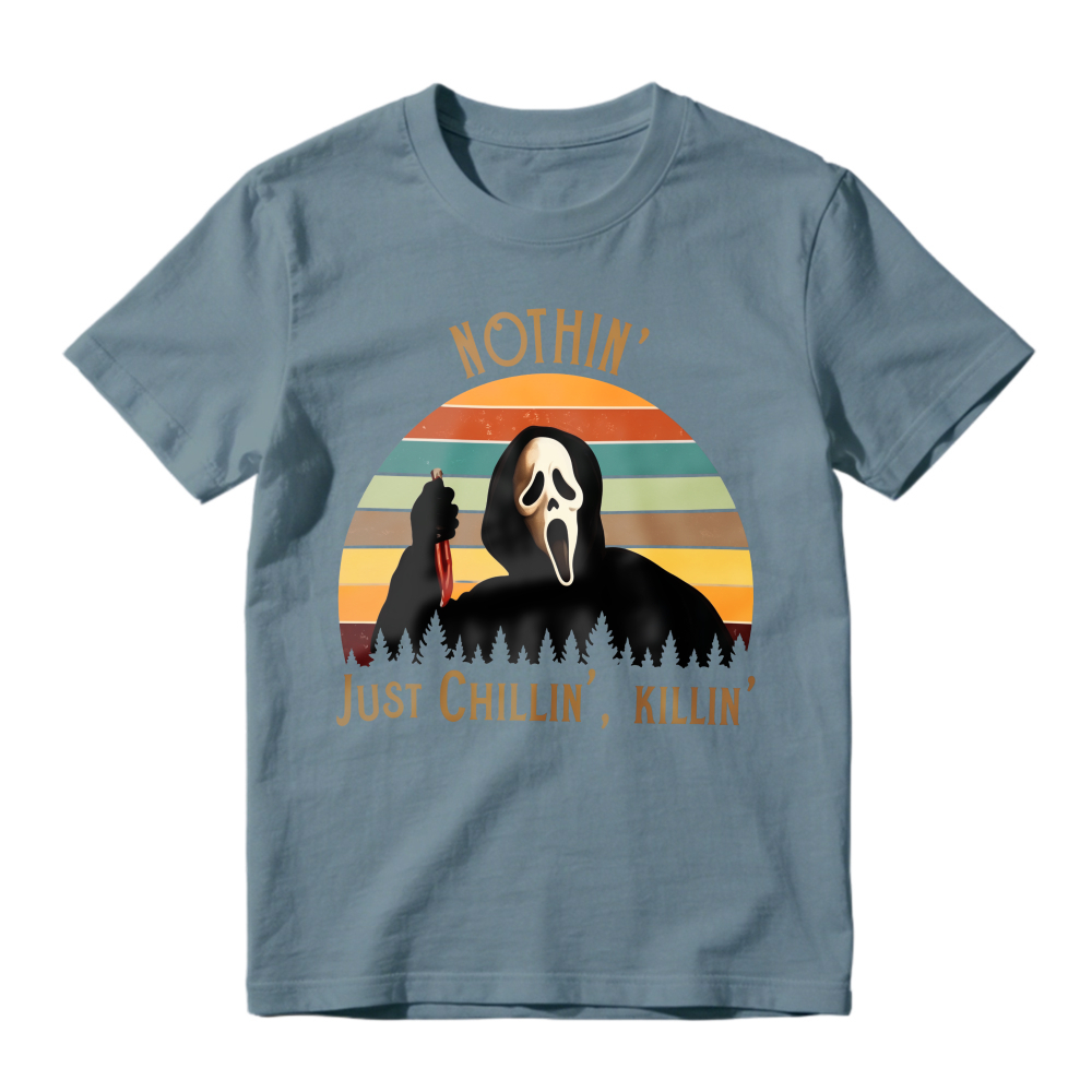Nothin Just Chillin Killin Ghostface Horror Movie Retro Sunset Unisex Classic T-shirt