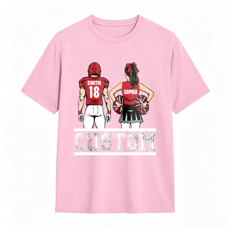 Baseball Player And Cheerleader Back View Custom Name And Number Unisex Classic T-shirt