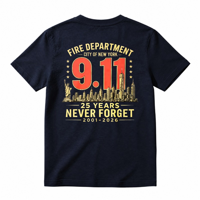Never Forget 911 25th Anniversary NYC Fire Department T-Shirt