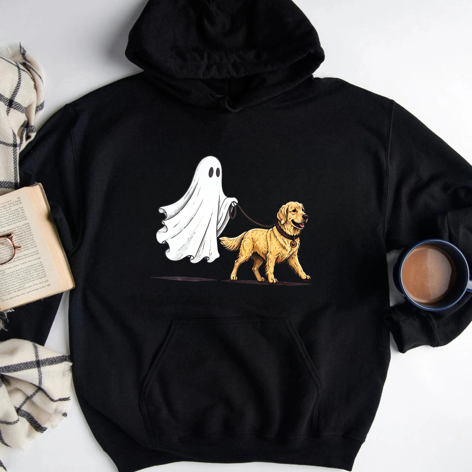 Ghost Walking Golden Retriever Dog Halloween Funny Sweatshirt