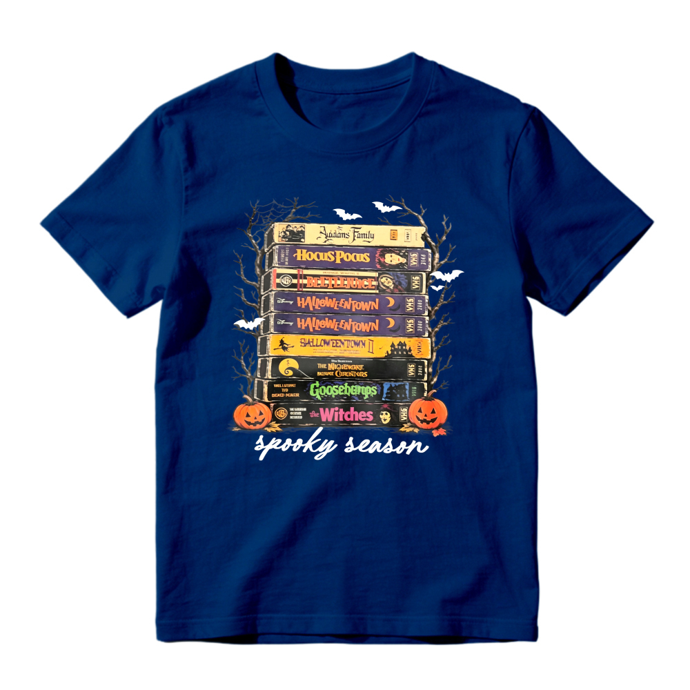 Spooky Season Halloween Movie Books Stack Unisex Classic T-shirt
