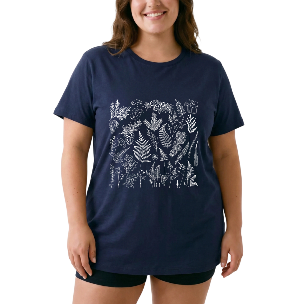 Botanical Plant Sketches Nature Design tshirt 100% cotton