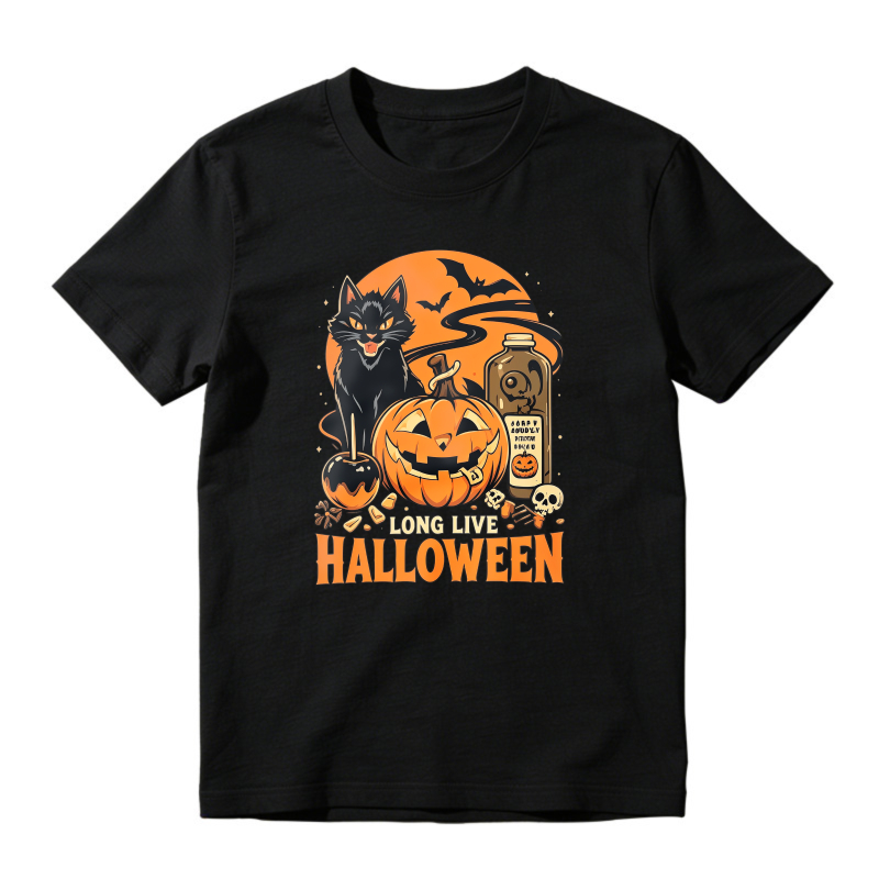 Halloween Pumpkin Cat Bat Skull Long Live Halloween Unisex Classic T-shirt