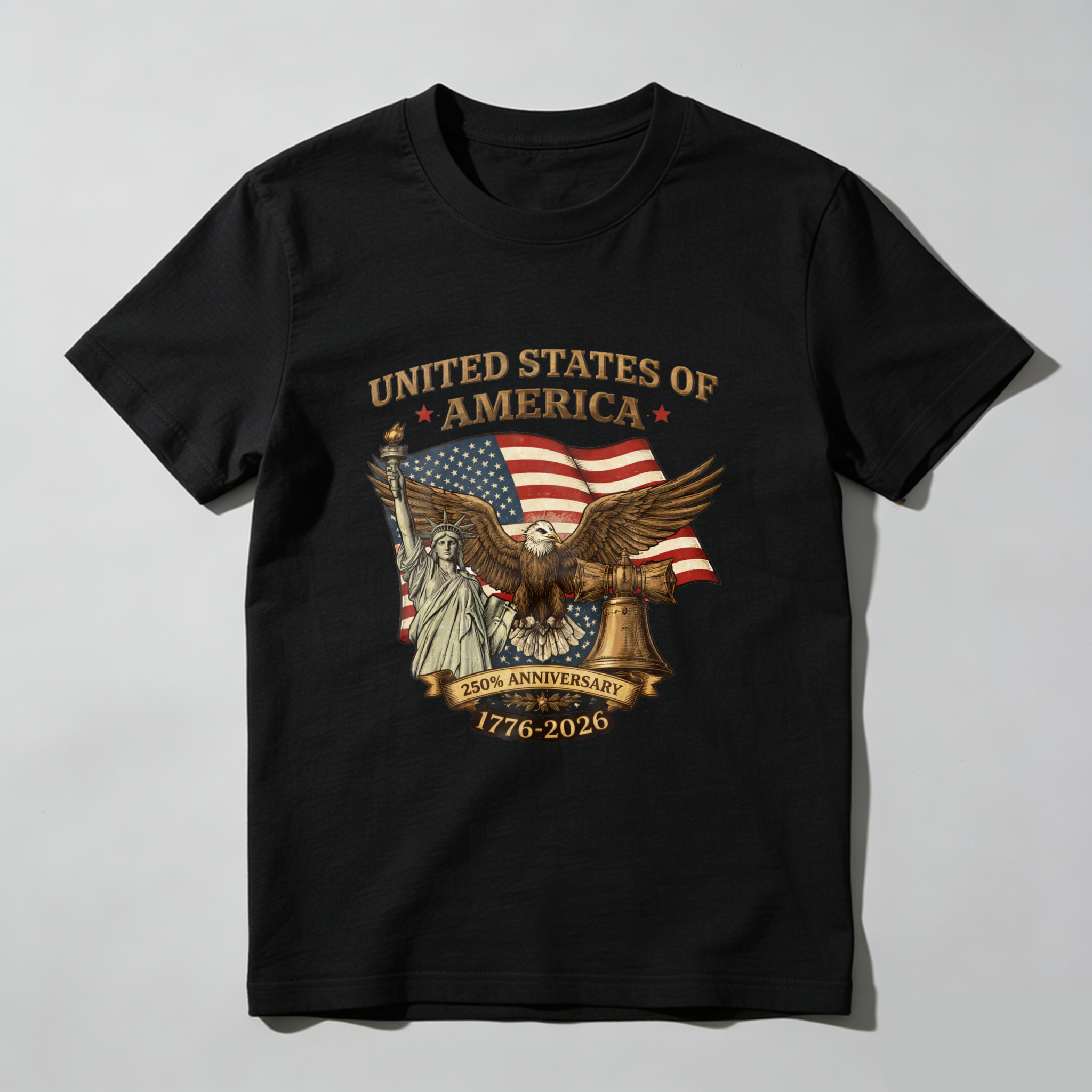 United States Of America 250th Anniversary 1776 2026 Eagle And Flag Patriotic T-Shirt