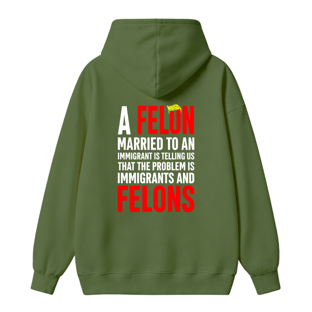 A Felon Married To An Immigrant Is Telling Us That The Problem Is Immigrants And Felons Funny Quote Hoodie