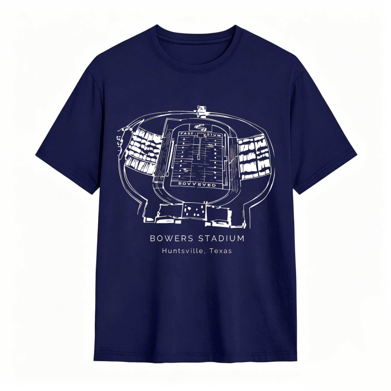 Bowers Stadium Huntsville Texas Map Design T-shirt