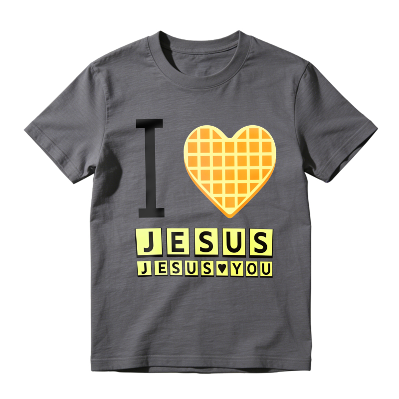 I Love Jesus Waffle Heart Typography Graphic T-shirt