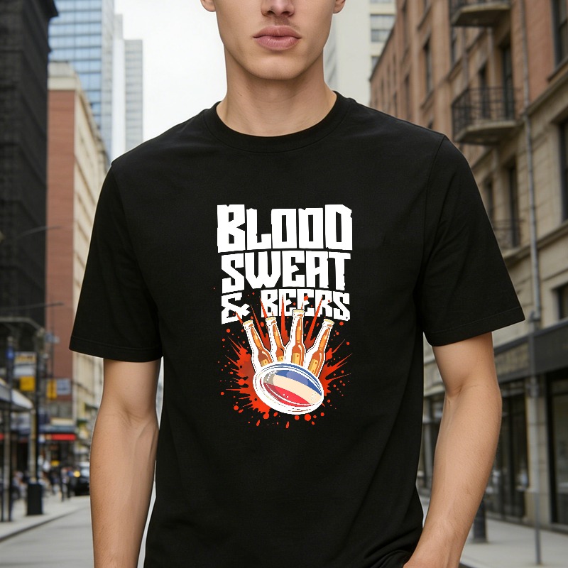 Blood Sweat And Beers Rugby Ball Hand Print Unisex Classic T-shirt