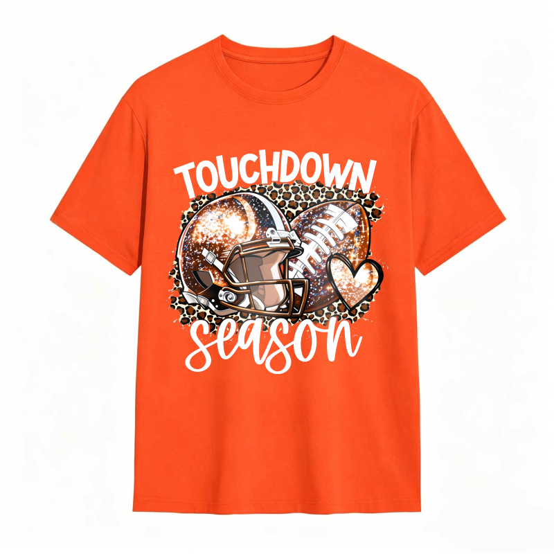 Touchdown Season Football Helmet And Ball With Leopard Print Design Unisex Classic T-shirt