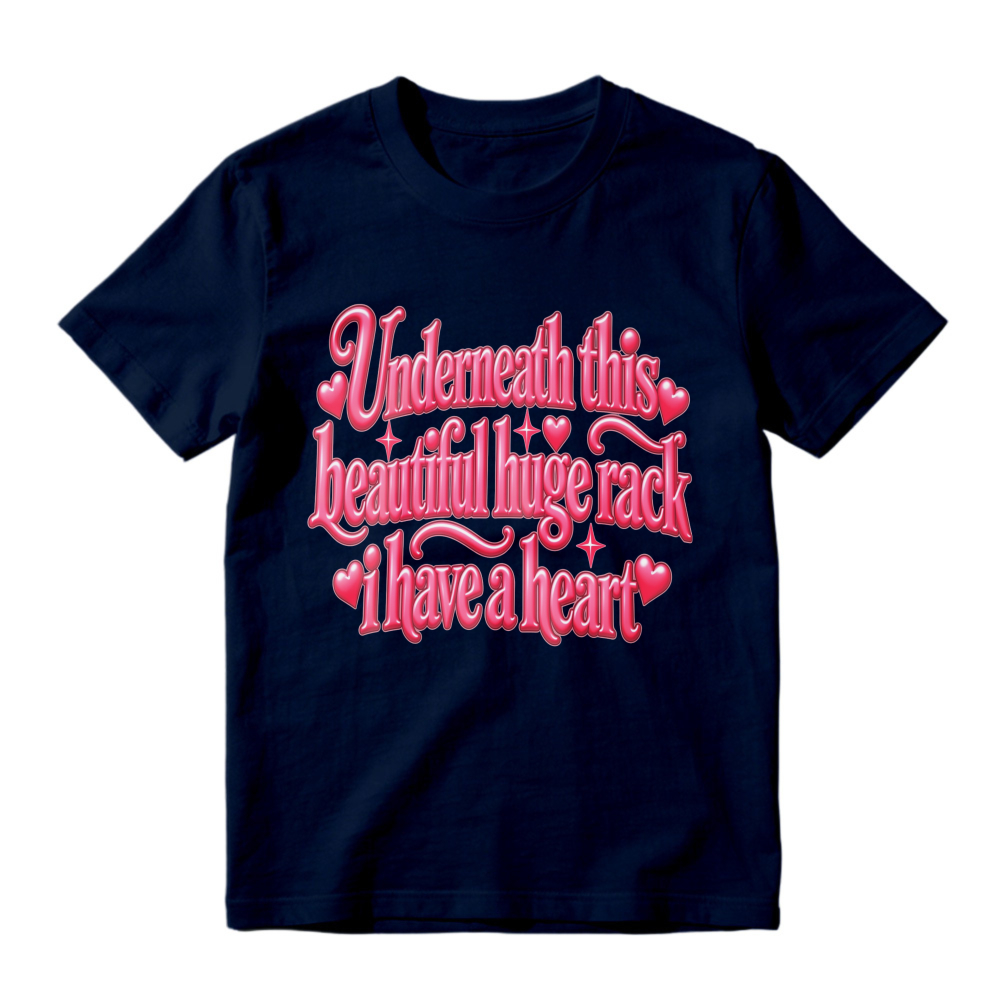 Unisex Retro Pink Heart Decorated Quote Graphic Casual Short Sleeve T-Shirt