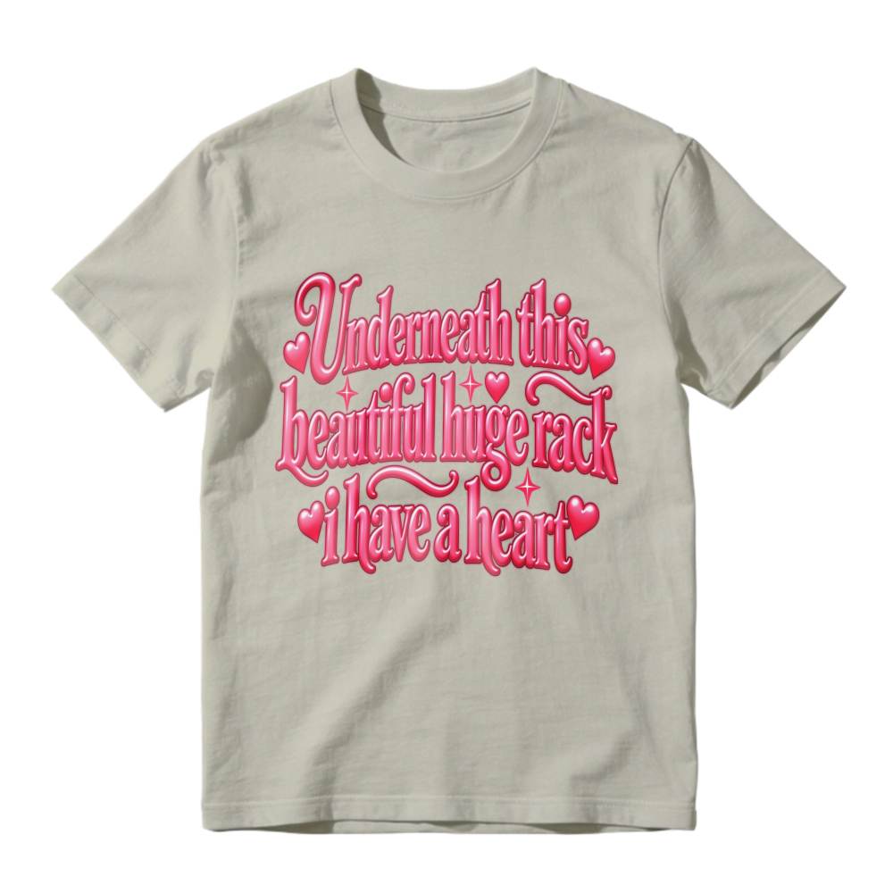 Unisex Retro Pink Heart Decorated Quote Graphic Casual Short Sleeve T-Shirt