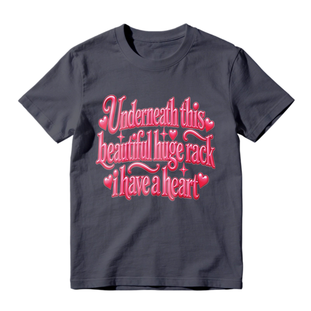 Unisex Retro Pink Heart Decorated Quote Graphic Casual Short Sleeve T-Shirt