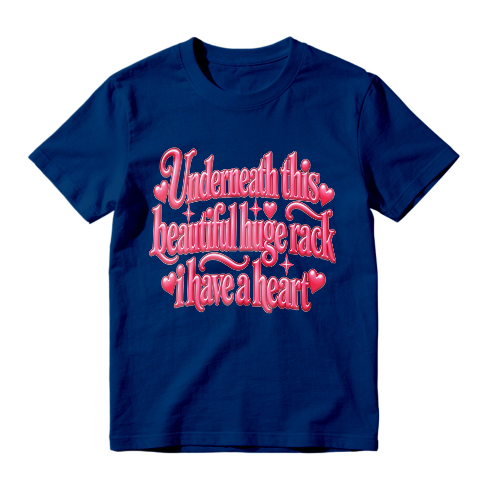 Unisex Retro Pink Heart Decorated Quote Graphic Casual Short Sleeve T-Shirt