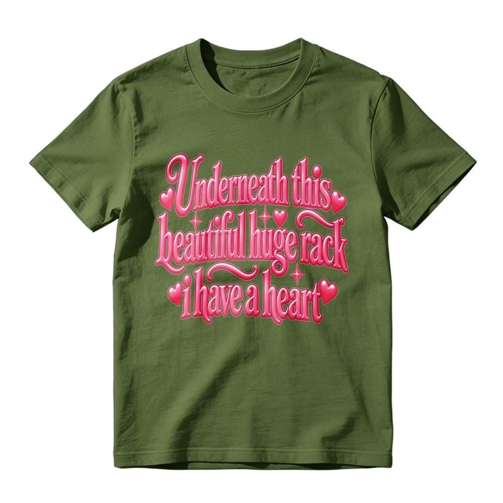 Unisex Retro Pink Heart Decorated Quote Graphic Casual Short Sleeve T-Shirt