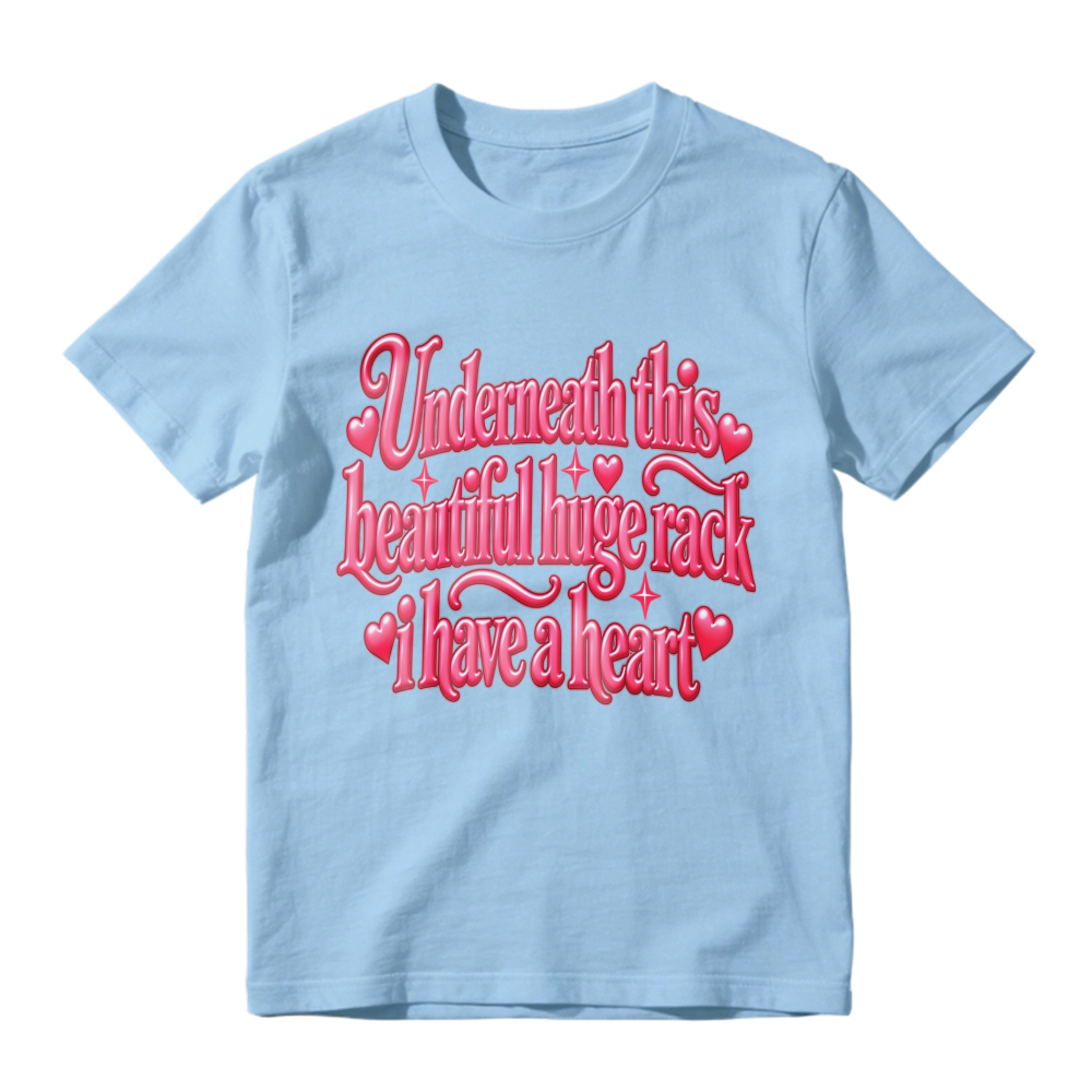 Unisex Retro Pink Heart Decorated Quote Graphic Casual Short Sleeve T-Shirt