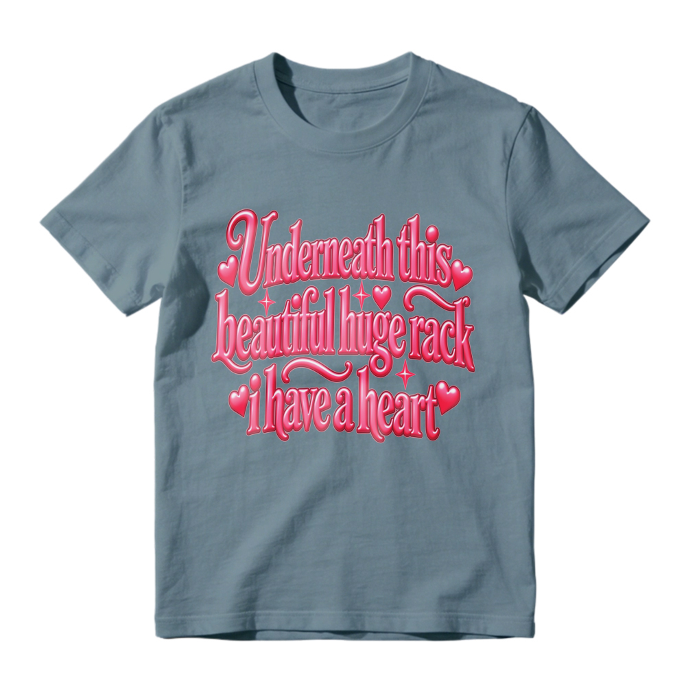 Unisex Retro Pink Heart Decorated Quote Graphic Casual Short Sleeve T-Shirt