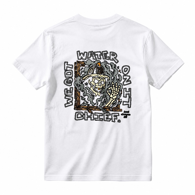 We Got Water Chief Firefighter Skull Graphic T-Shirt